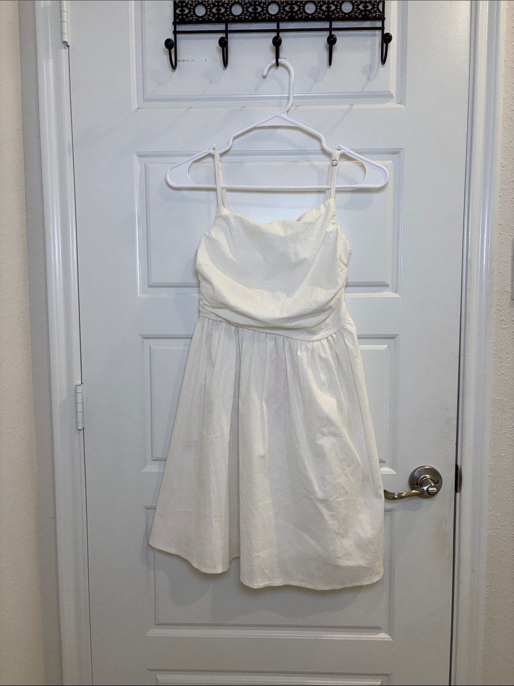 NWT Hello Molly White Cotton Mini Dress Tie Back Sundress Size 6 M